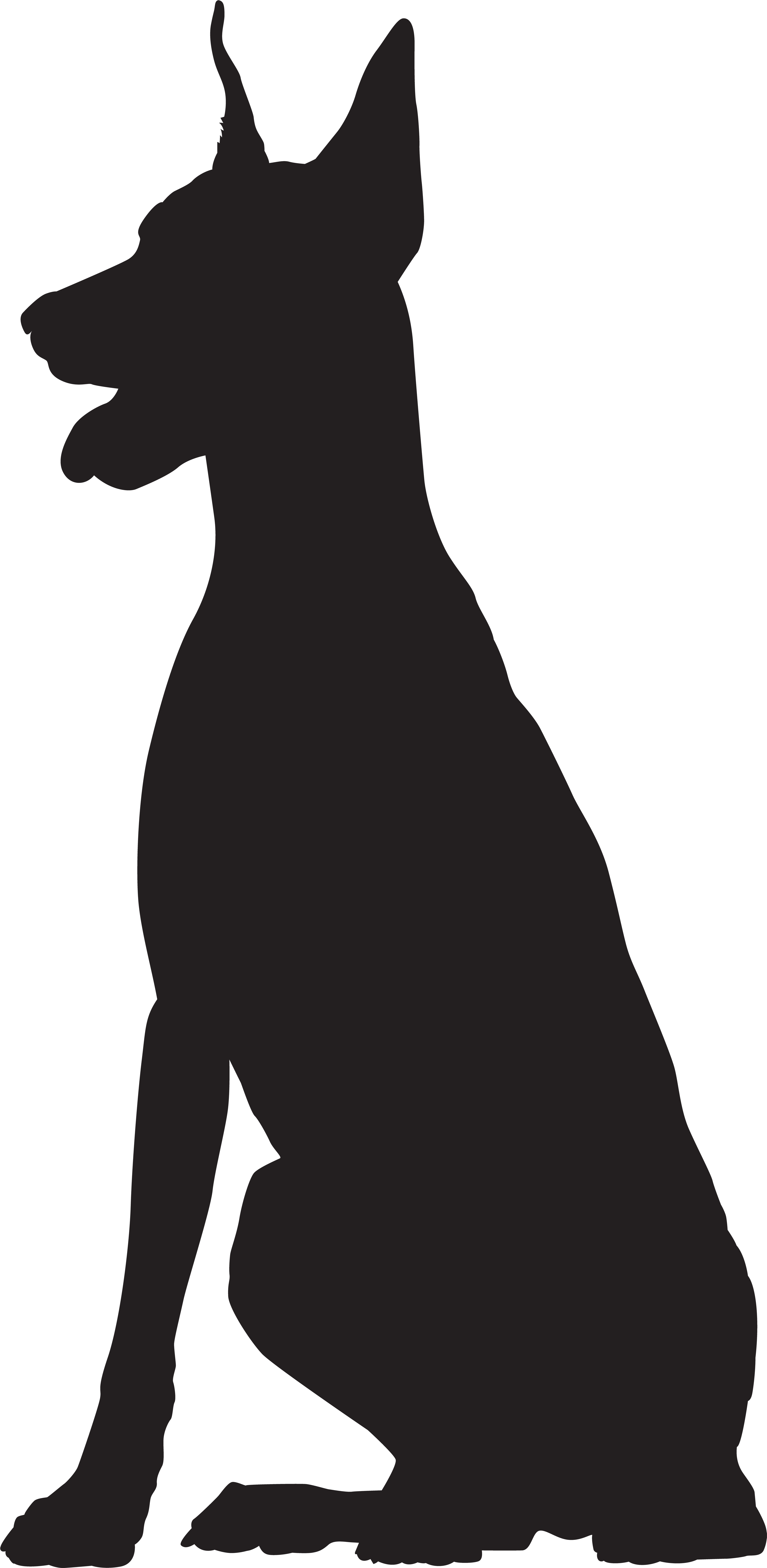 Similiar Merry Christmas Clip Art Doberman Keywords - Doberman Silhouette - Png Download (3948x8000), Png Download