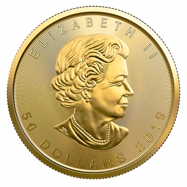 1 Oz Maple Leaf Gold Coin - 2019 Canadian Silver Maple Leaf Clipart (650x650), Png Download