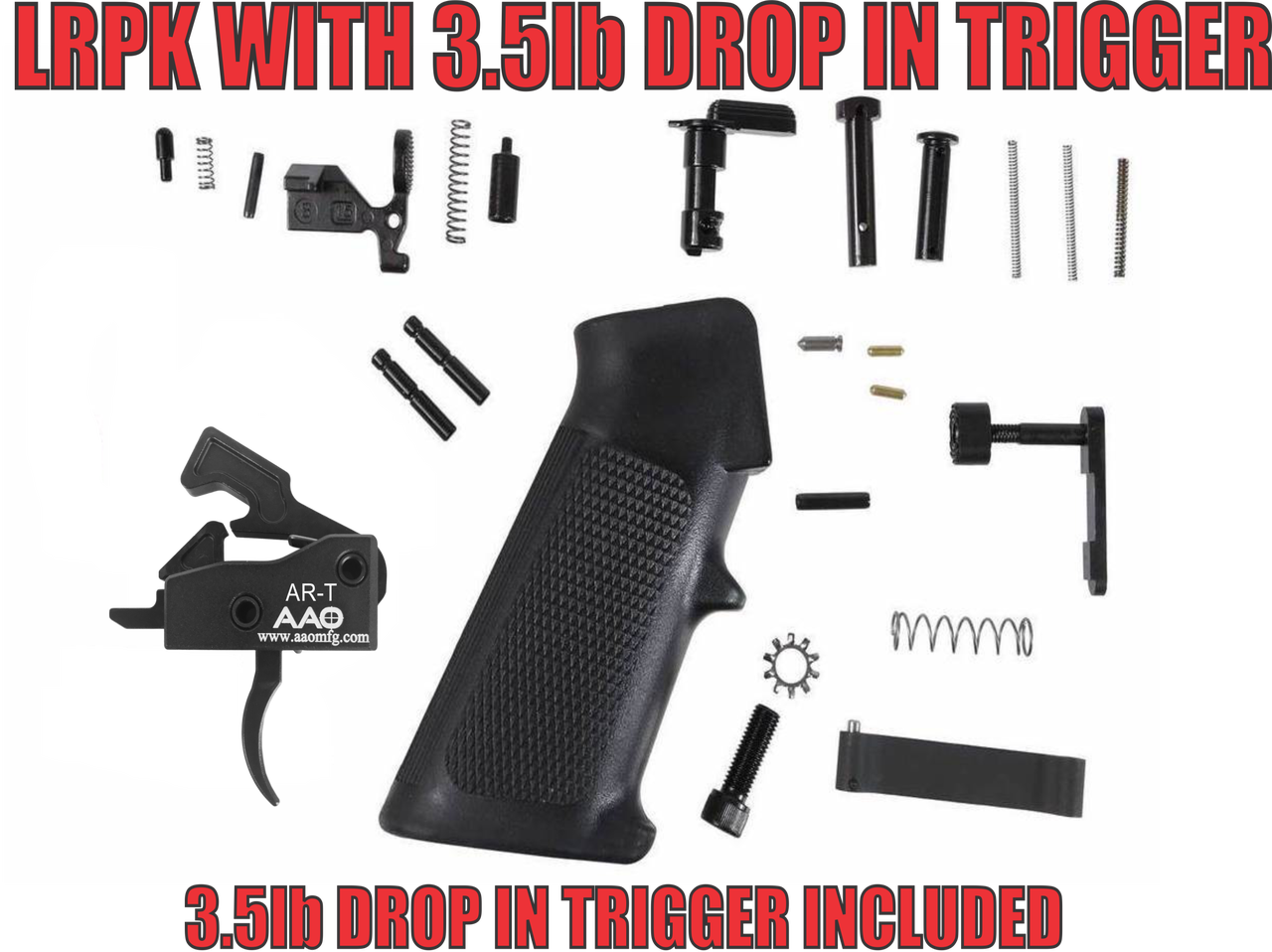 Complete Lower Parts Kit With Aao Ar-t Drop In Trigger - Ar15 Lower Parts Kit Clipart (1280x958), Png Download