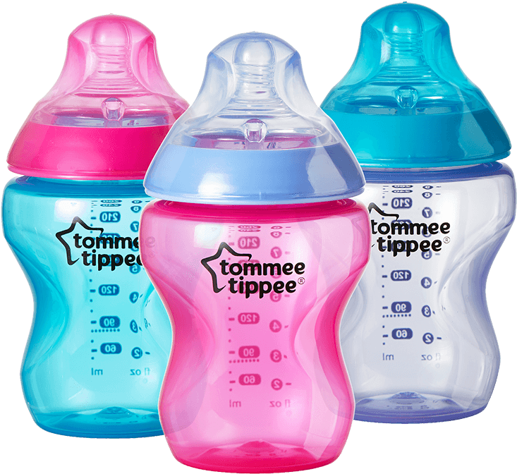 Original Feeding Bottle 9oz Pink Decoration 3 Pack - Tommee Tippee Colour Bottles Clipart (800x800), Png Download