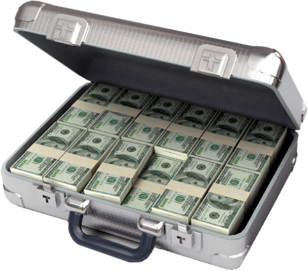 Cash In A Briefcase - Suitcase Of Money Png Clipart (600x528), Png Download
