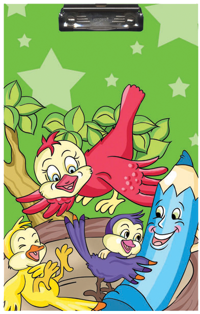 Green Stars With Birds - Cartoon Clipart (842x618), Png Download