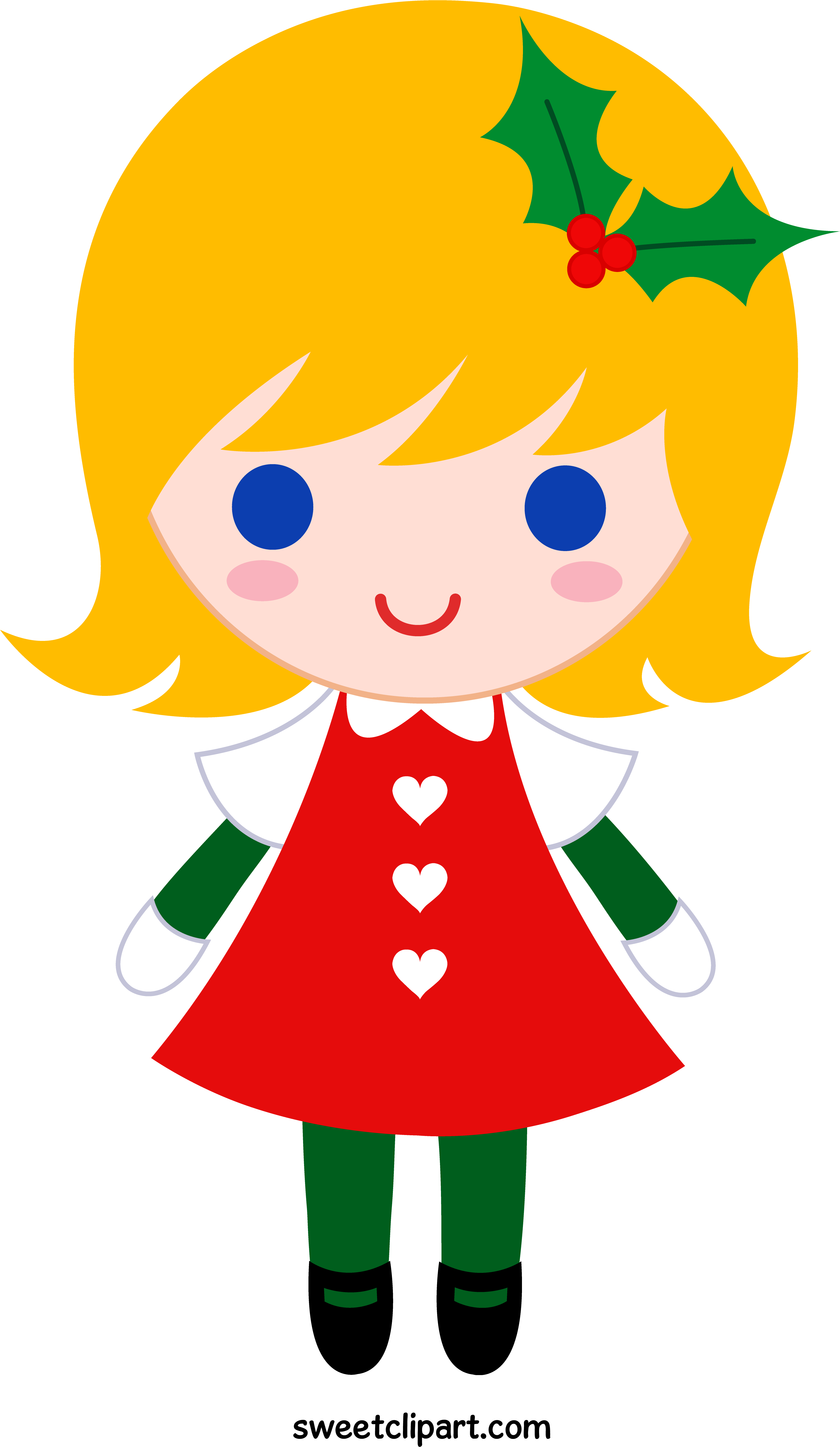Sweet Clip Art - Little Girl Clipart Christmas - Png Download (3639x6075), Png Download