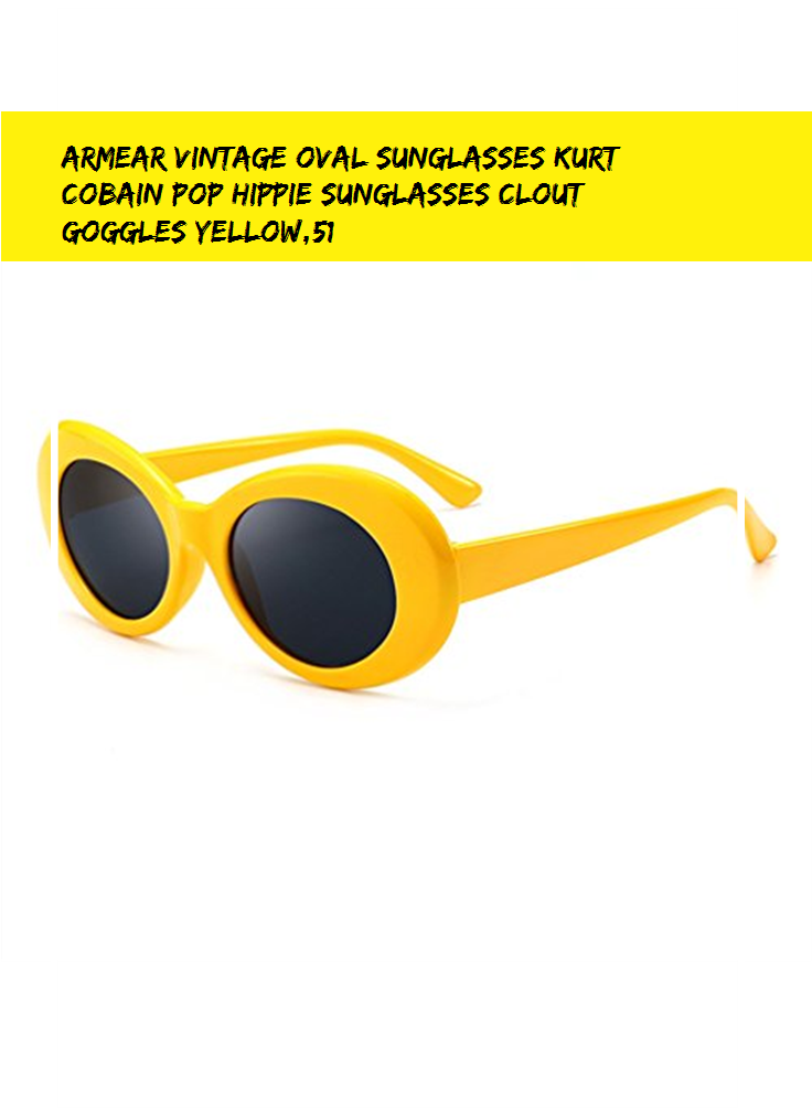 Armear Vintage Oval Sunglasses Kurt Cobain Pop Hippie - Goggles Clipart (735x1100), Png Download