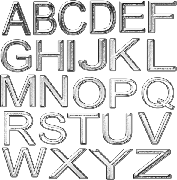 Chrome-alphabet - Silver Alphabet Chrome Png Clipart (590x600), Png Download