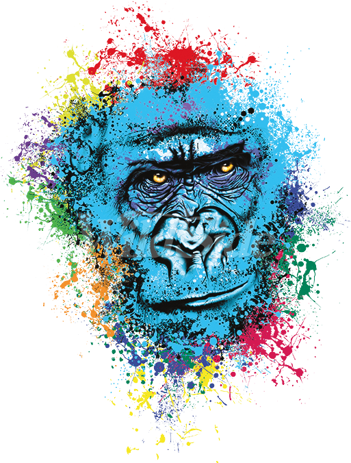Color Splash Gorilla Face - Graffiti Gorilla Clipart (675x675), Png Download