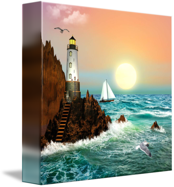 The Lighthouse Painting Art - Lighthouse Clipart (606x650), Png Download