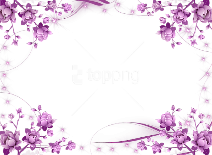 Free Png Transparent Pink Flowers Frame Background - Flower Frame Clipart (850x624), Png Download
