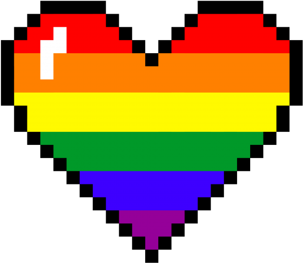 Pixel Art Heart Stickers - Rainbow Pixel Heart Clipart (866x650), Png Download