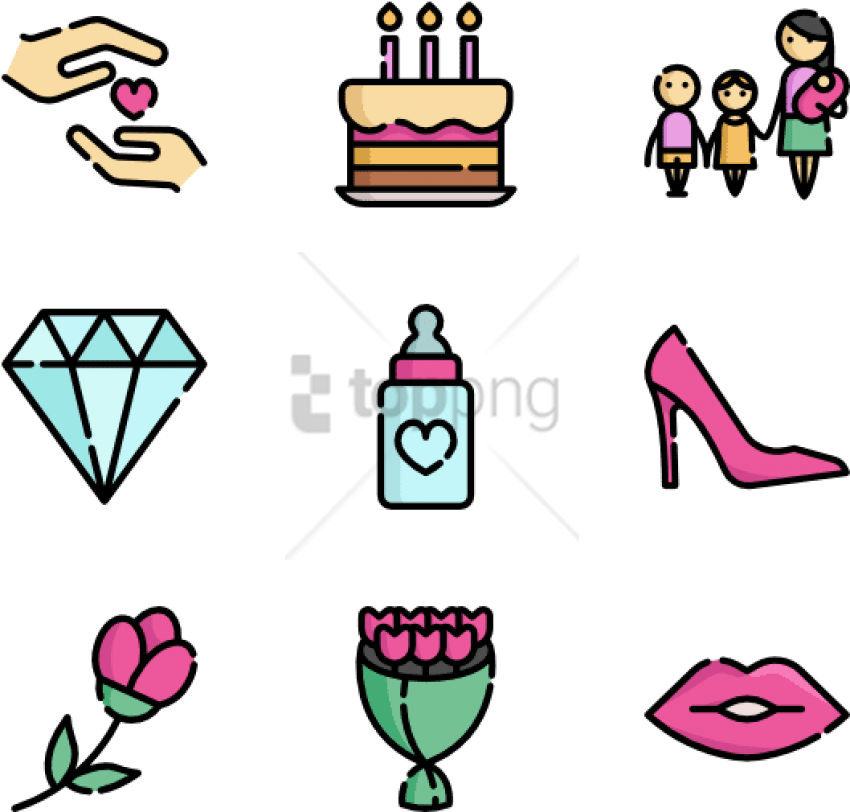 Free Png Download Mother's Day - Mother's Day Iconos Clipart (850x812), Png Download