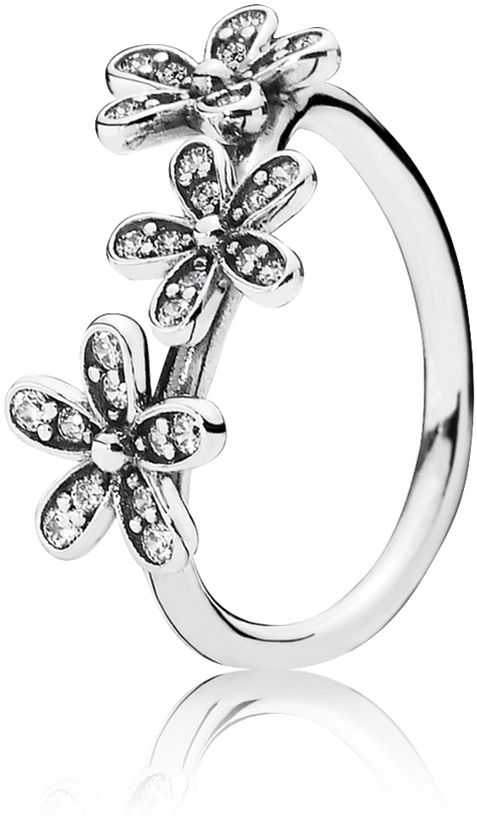 Dazzling Daisies Ring - Pandora 3 Flower Ring Clipart (477x819), Png Download