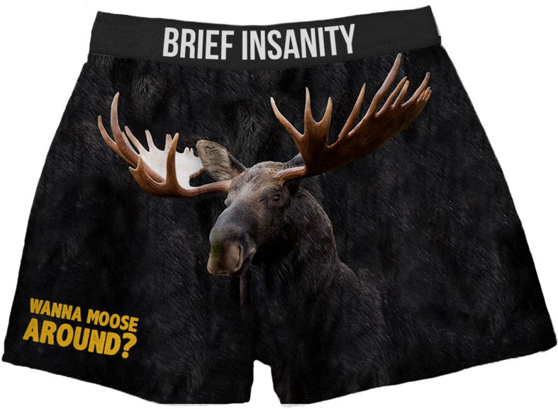 Moose Boxer Shorts Wanna Moose Around Clipart (787x577), Png Download