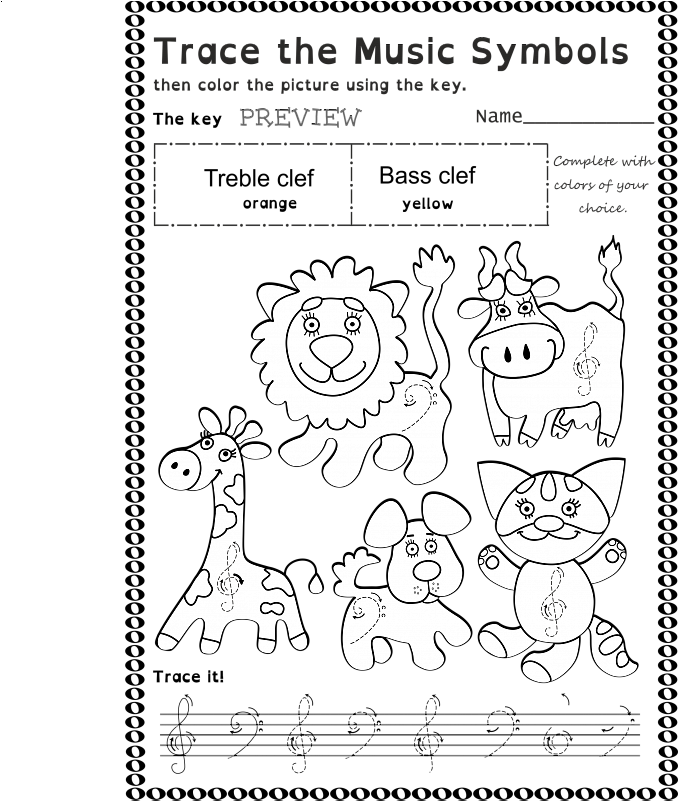 Treble Clef Worksheets - Line Art Clipart (800x800), Png Download