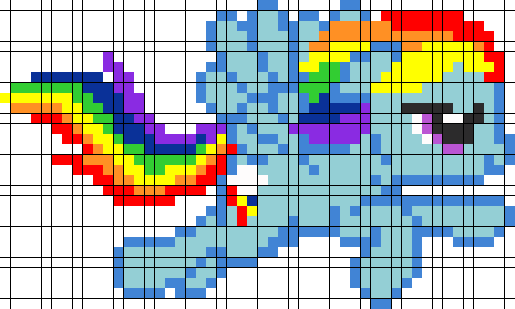 Rainbow Dash Flying Perler Bead Pattern / Bead Sprite - Rainbow Dash Perler Bead Patterns Clipart (1051x631), Png Download