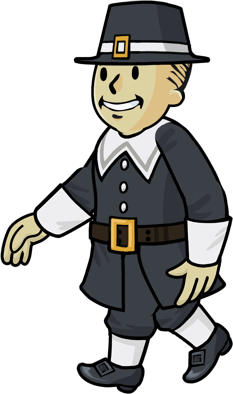 Fos Pilgrim Male Walking - Pilgrim Outfit Png Cartoon Clipart (743x1257), Png Download