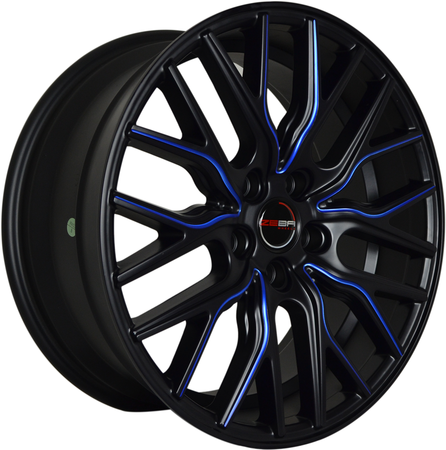 18 Inch Matte Black Blue Mill Rims Flare Gwg Wheels - Hubcap Clipart (1600x1600), Png Download