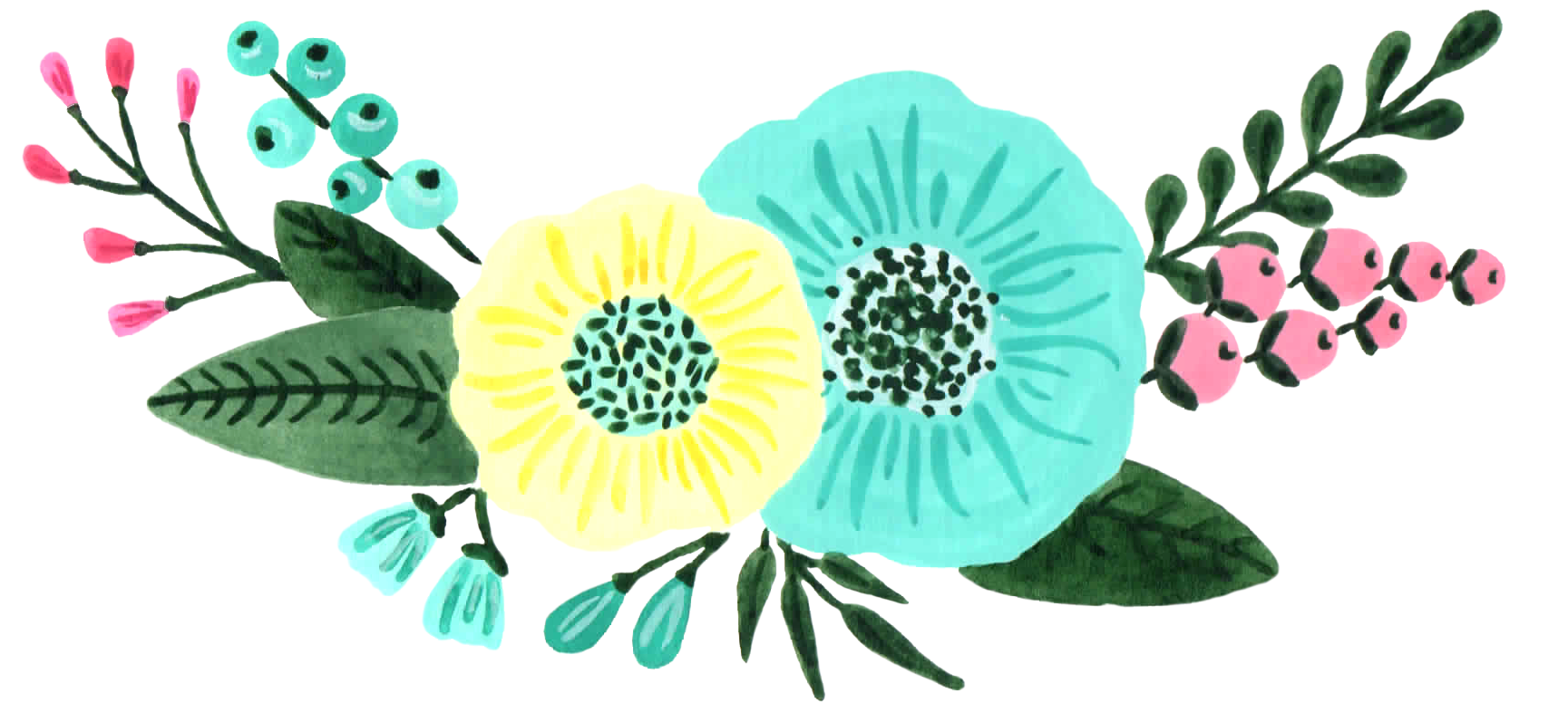 Green And Turquoise Floral Custom Design My - Mint Green Floral Png Clipart (1728x1036), Png Download