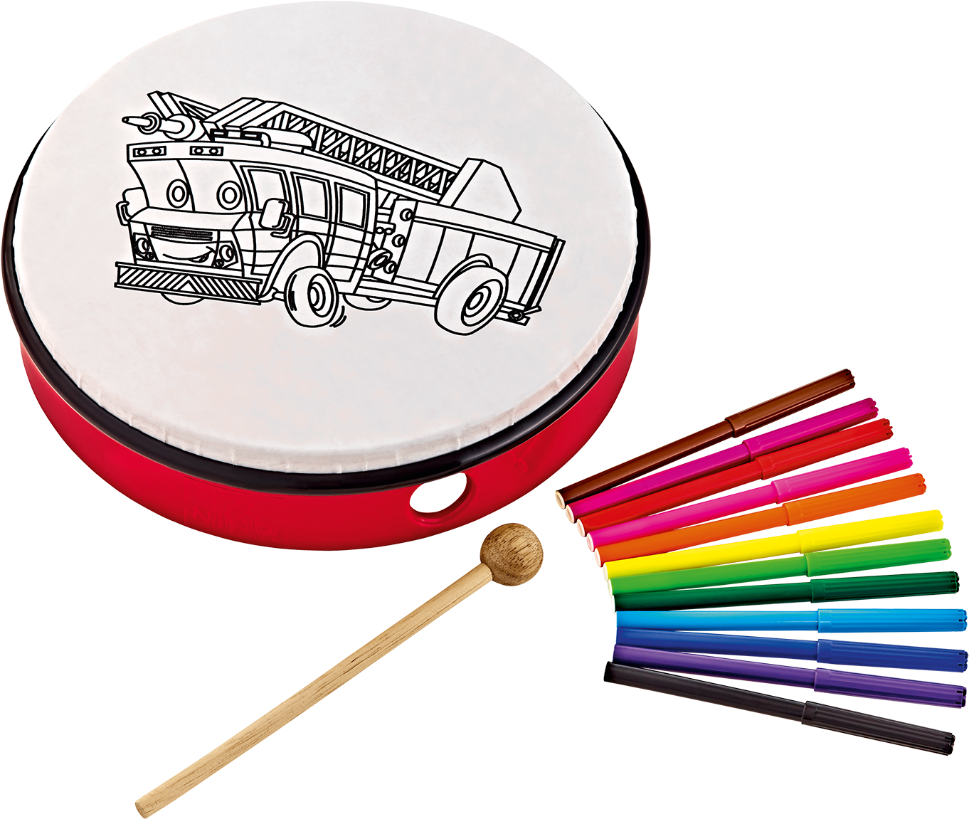 Customizable Abs Hand Drums, 10″ - Nino Customizable Abs Hand Drum With Fire Truck Design Clipart (1794x1346), Png Download