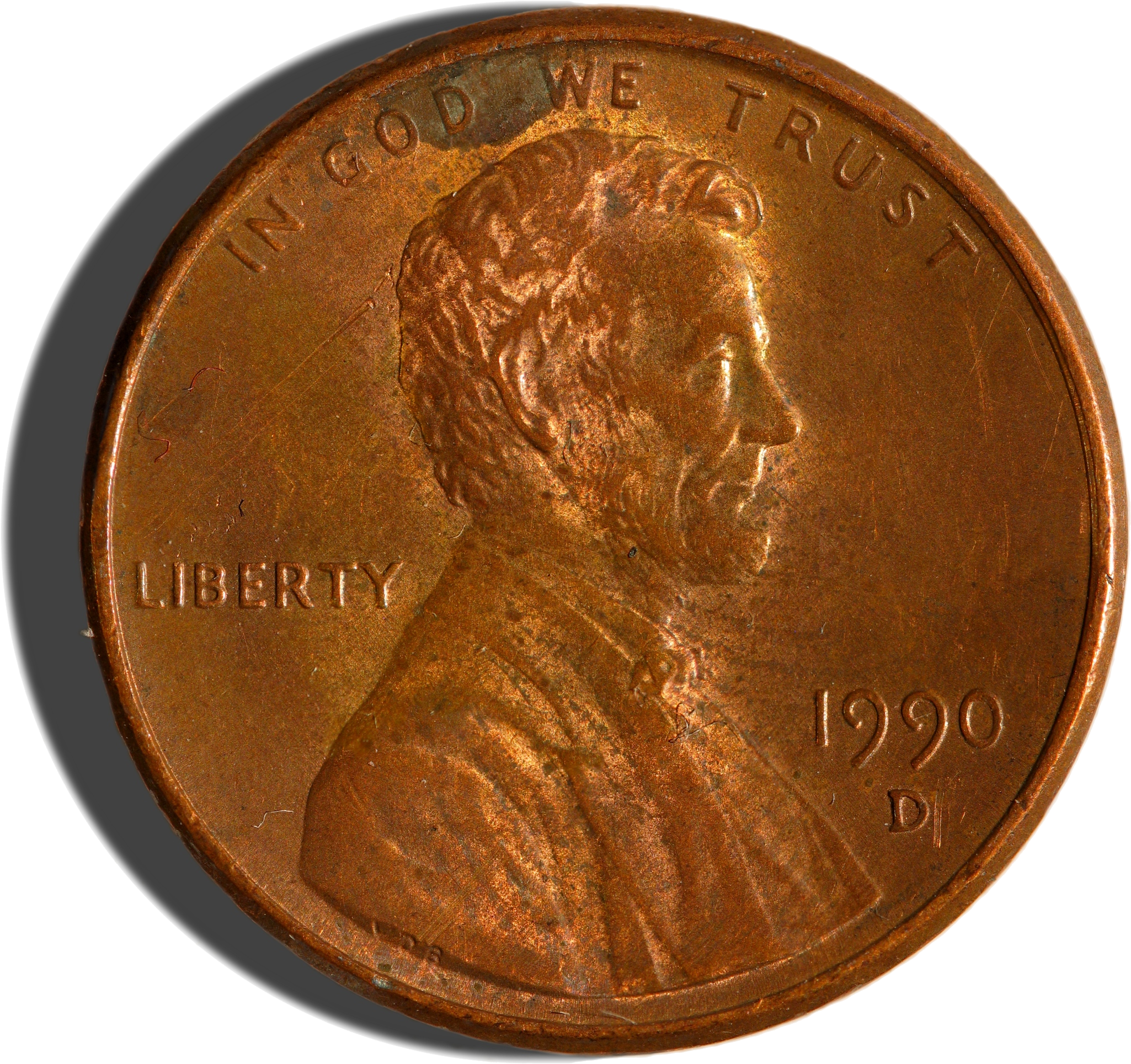 1990-issue Us Penny Obverse Trans - Us Penny Clipart (2124x2000), Png Download