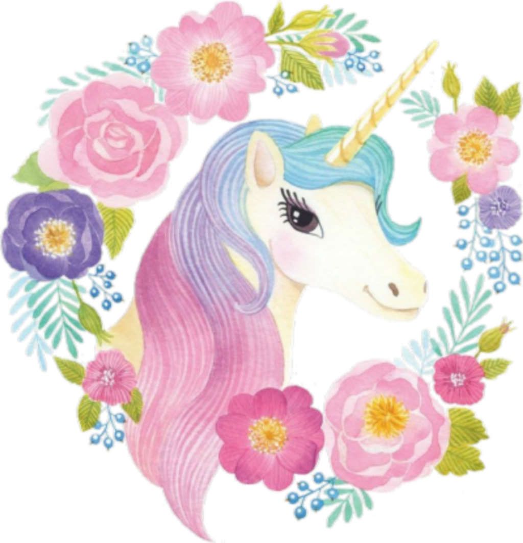 Spring Cute Colorful Flowercrown Flo - Watercolor Unicorn Png Clipart (692x719), Png Download