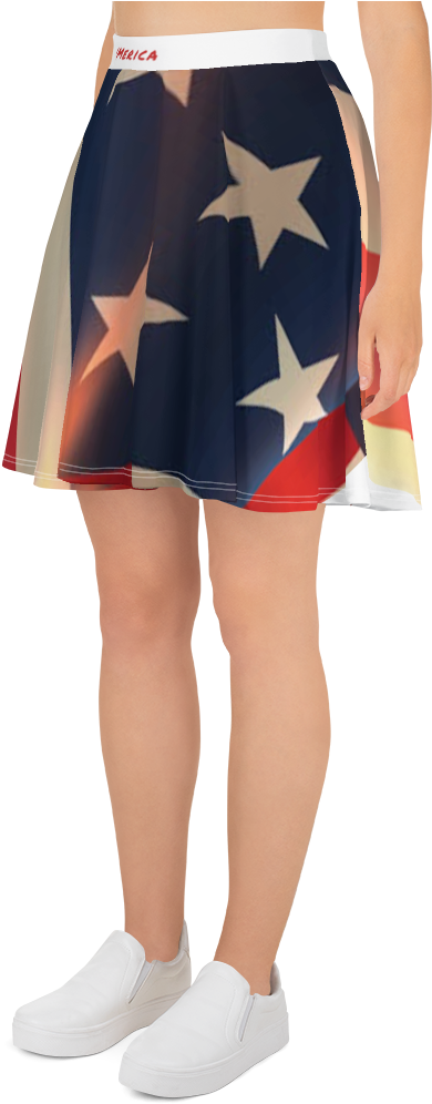 "'merica" Vertical American Flag Waving Bright Skater - Black Pencil Skirt At Mr Price Clipart (1000x1000), Png Download