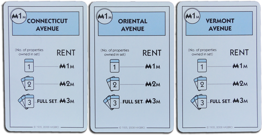 Light Blue Property Card - Monopoly Deal Clipart (873x455), Png Download