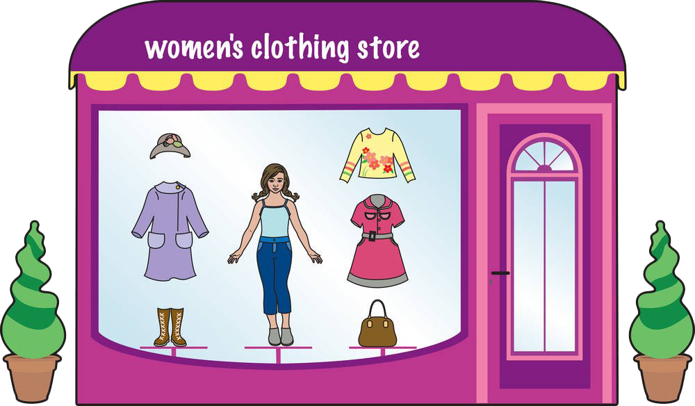Clothes Shop Clothing Boutique Fashion Clip Art - Clip Art Clothing Store - Png Download (1000x584), Png Download