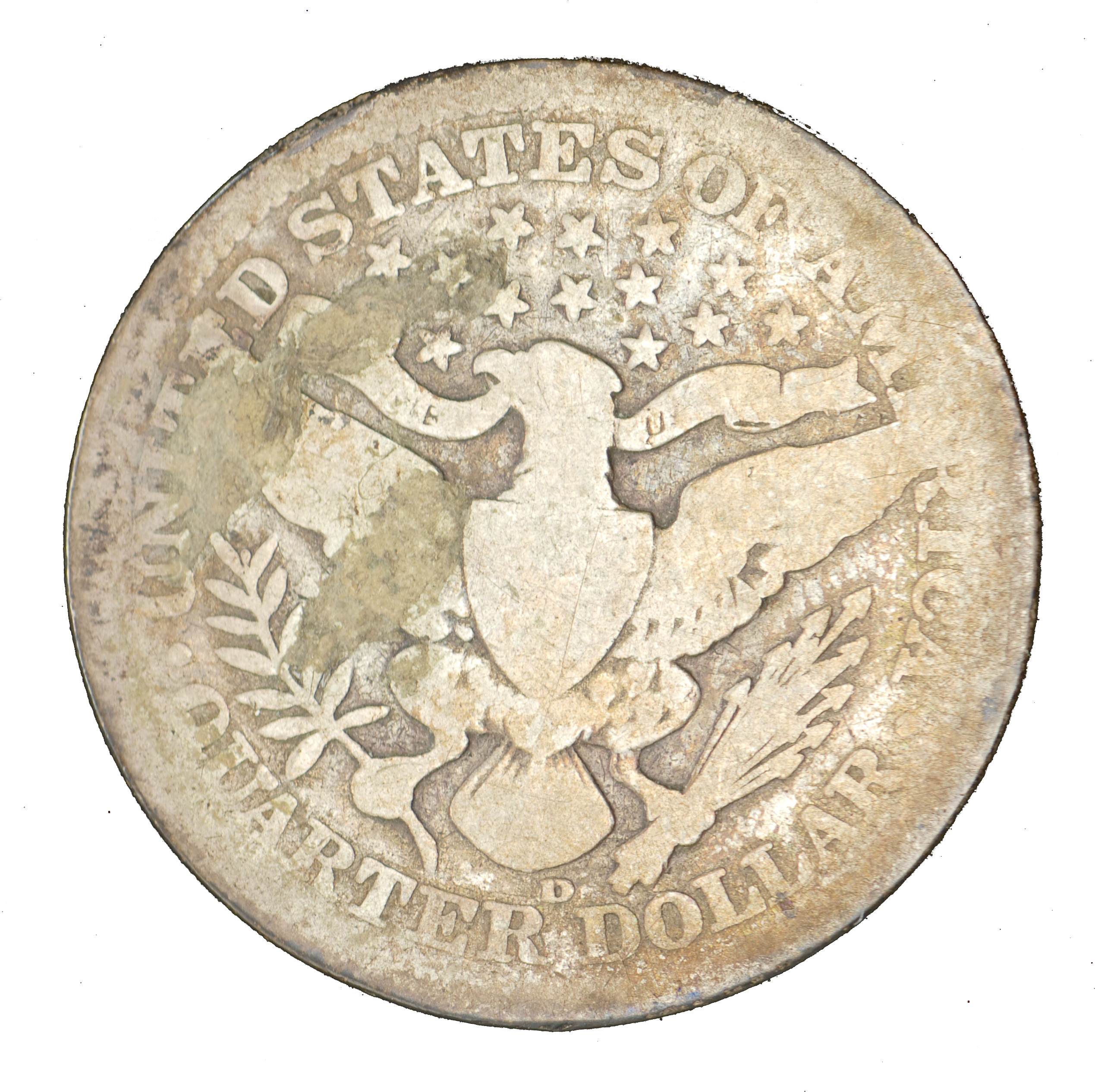 1907-d Barber Quarter Rev - Coin Clipart (2565x2592), Png Download