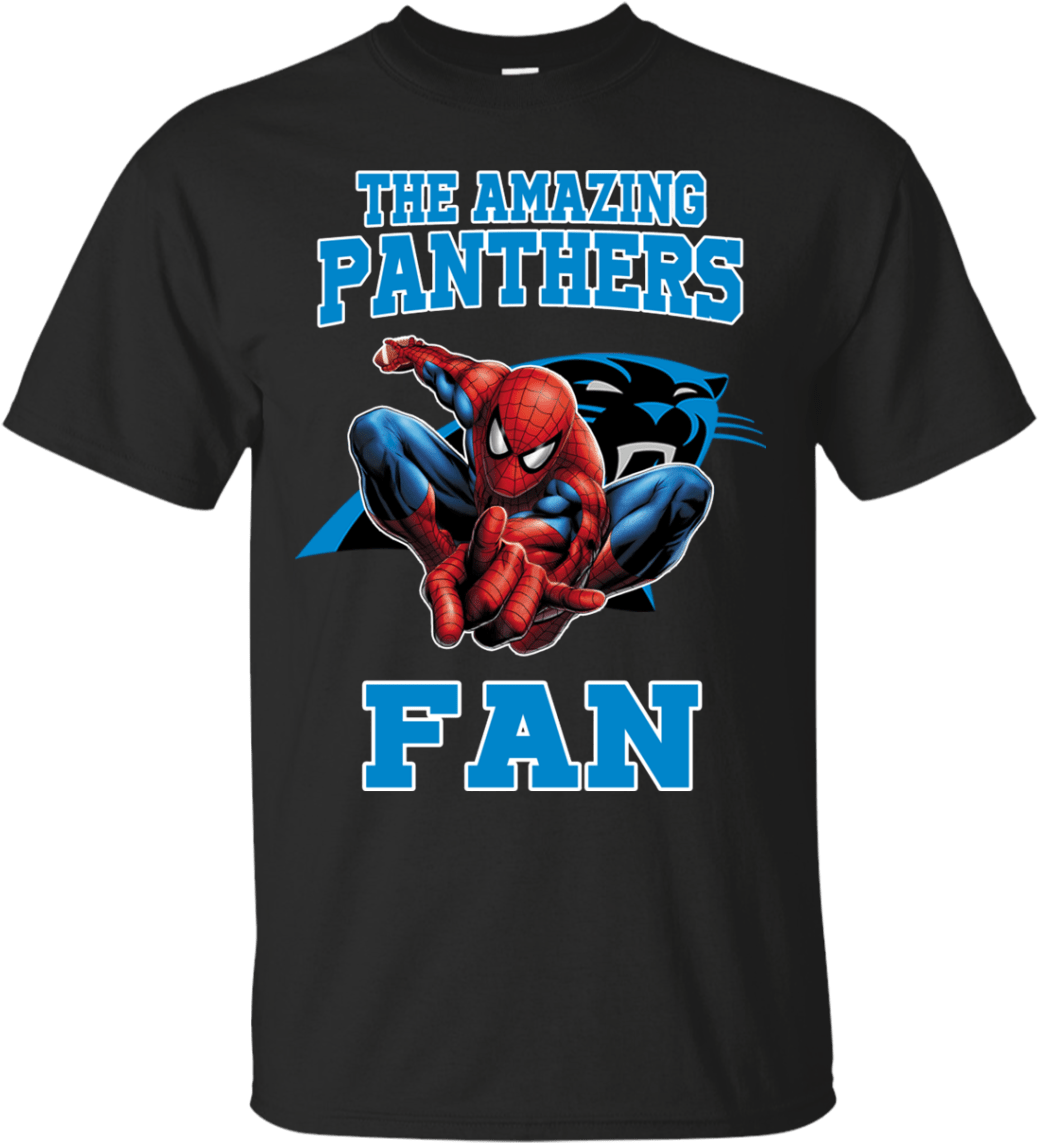 Carolina Panthers Spiderman Shirts The Amazing Fan - T Shirt Clipart (1155x1155), Png Download
