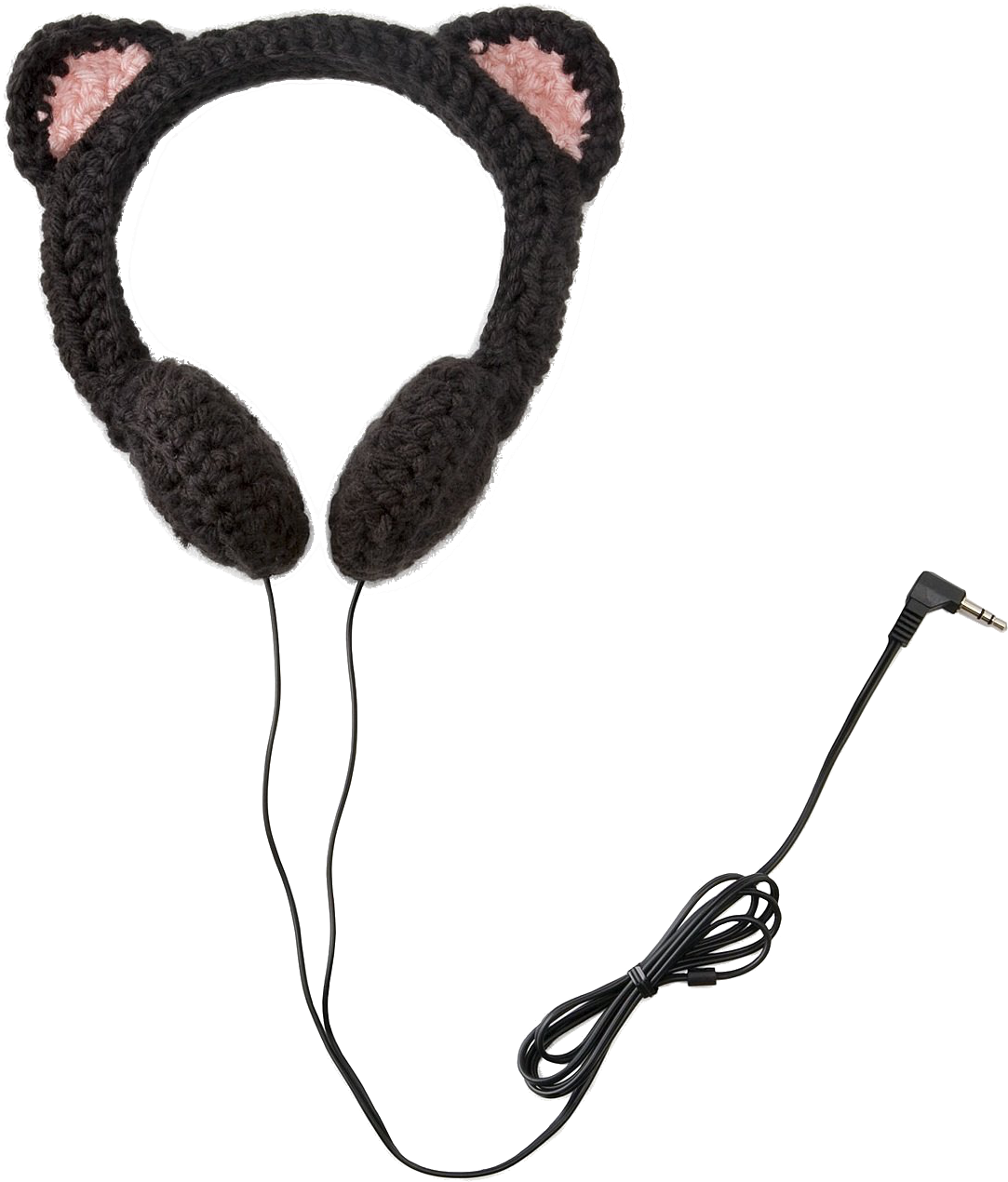 Cat Headphones Black Clipart (2351x1300), Png Download