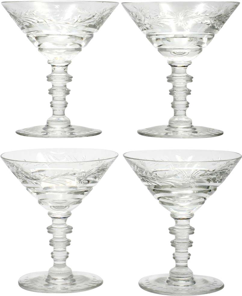Hawkes Le Moderne Champagne Glasses Set 4 American - Martini Glass Clipart (981x981), Png Download