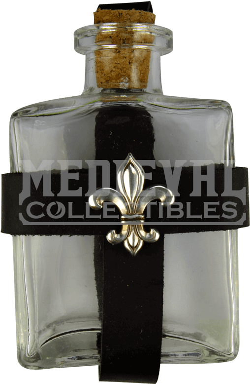 Glass Potion Bottle With Fleur De Lis Holder - Glass Bottle Clipart (850x850), Png Download