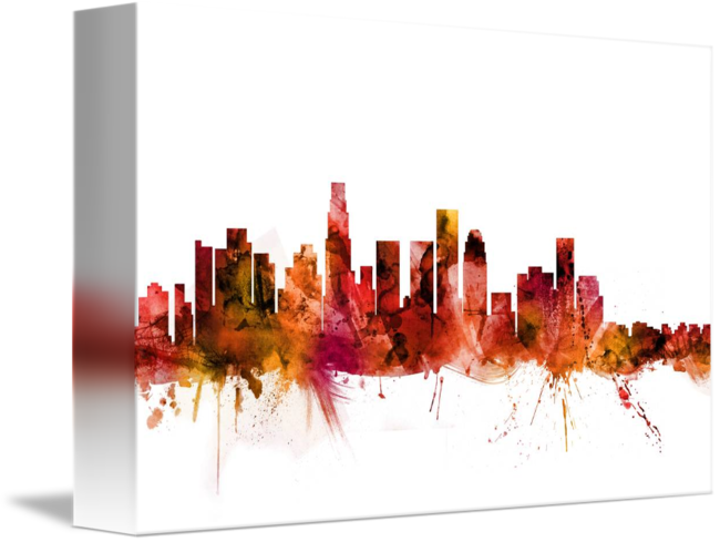 Los Angeles Skyline Png - Los Angeles Clipart (650x489), Png Download