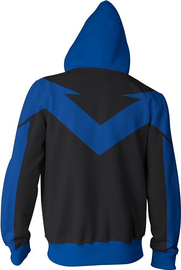 Nightwing Cosplay Zip Up Hoodie Jacket Fullprinted - Sweatshirt Clipart (1024x1024), Png Download