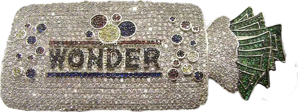 Diamond Iced Out Wonder Bread Pendant - Coin Purse Clipart (1000x377), Png Download