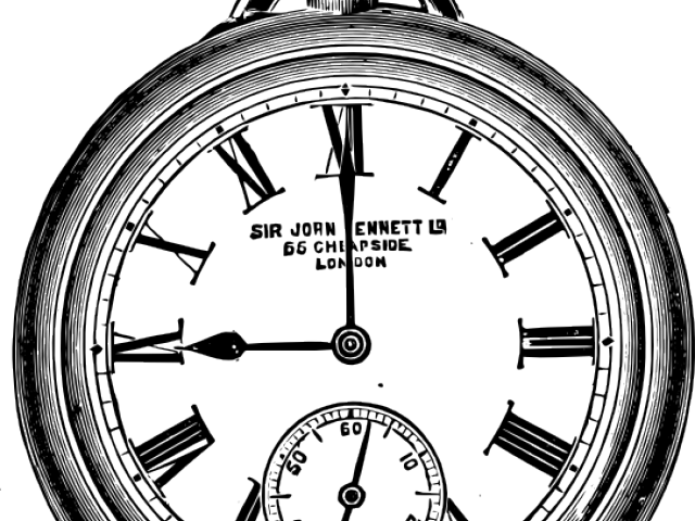 Drawn Pocket Watch Illustration Png - Pocket Clock Png Silhouette Clipart (640x480), Png Download
