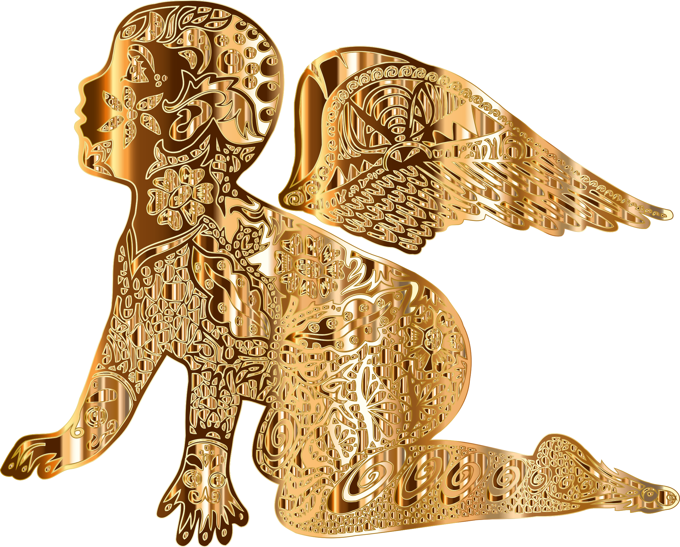 This Free Icons Png Design Of Golden Radiant Cherub Clipart (2288x1842), Png Download