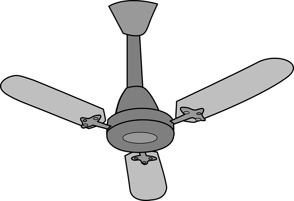 Electrical Ceiling Fan Png Clipart - Fan Clipart Transparent Png (960x655), Png Download