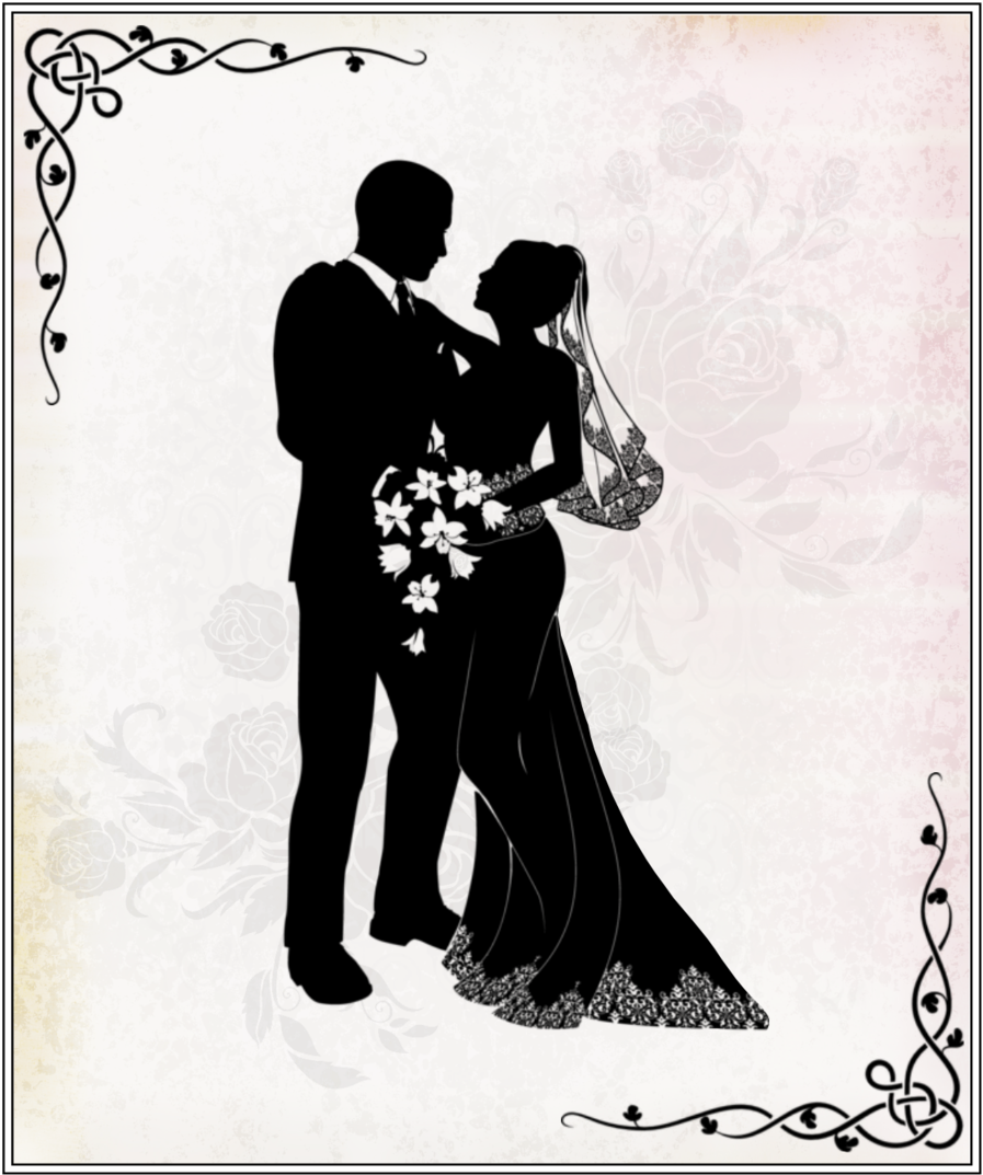 Wedding Silhouette Couple Clipart Wedding Invitation - Wedding Couple Vector Png Transparent Png (897x1073), Png Download