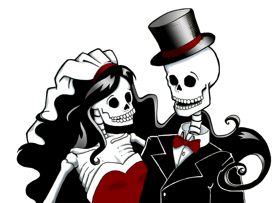 Bride Clipart Sugar Skull - Skull Bride And Groom - Png Download (900x669), Png Download