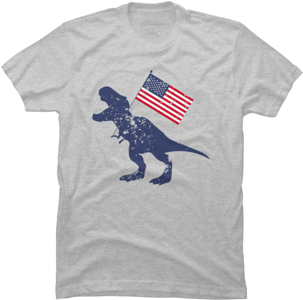 Patriotic T-rex American Flag - T-shirt Clipart (650x650), Png Download