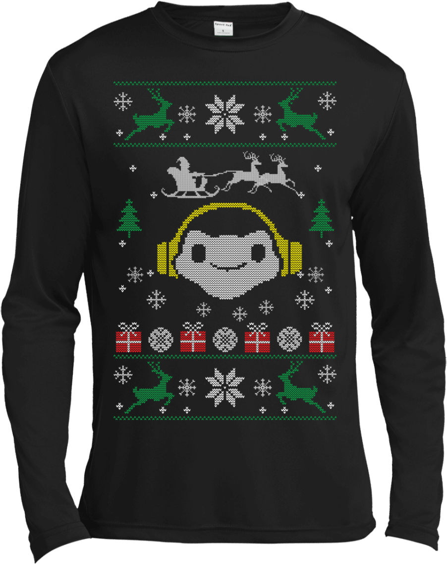 Overwatch Lucio Headphones Spray Ugly Sweater - Miami Dolphins Logo Shirt Clipart (1155x1155), Png Download