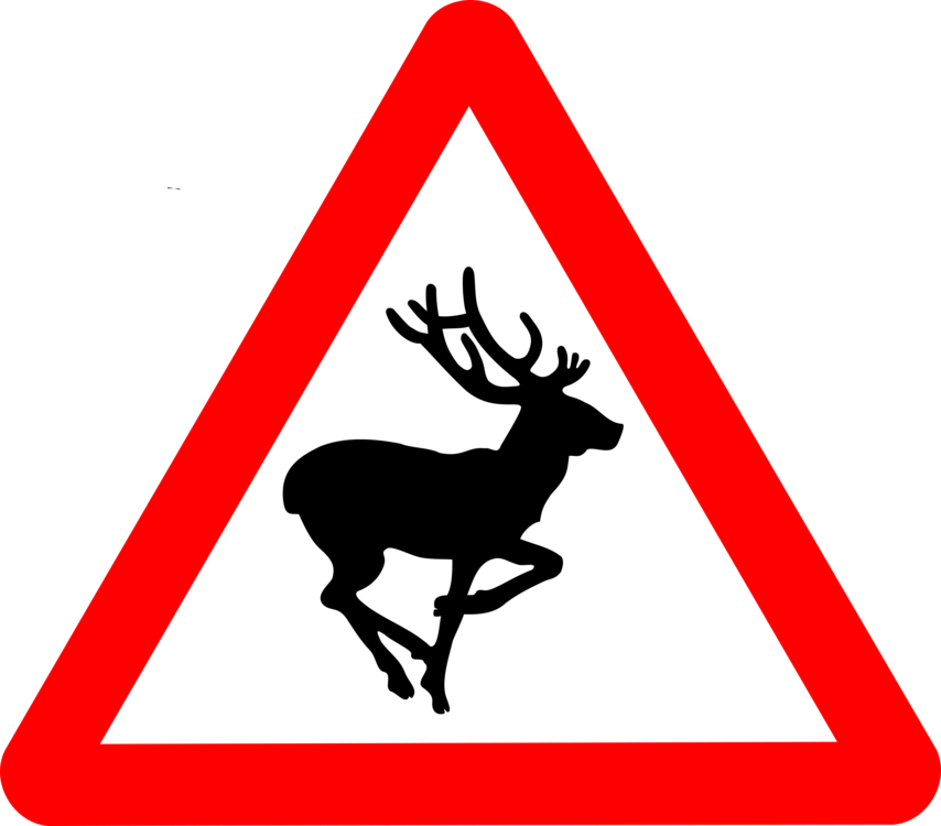 Deer The Highway Code Traffic Sign Warning Sign - Deer Road Sign Uk Clipart (854x750), Png Download