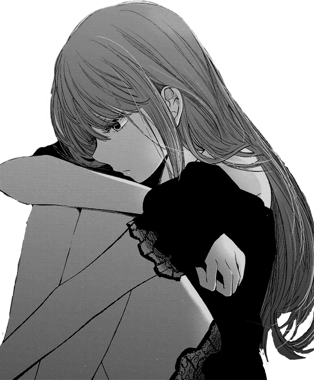 Anime Manga Girl Sad Clipart (1024x1238), Png Download