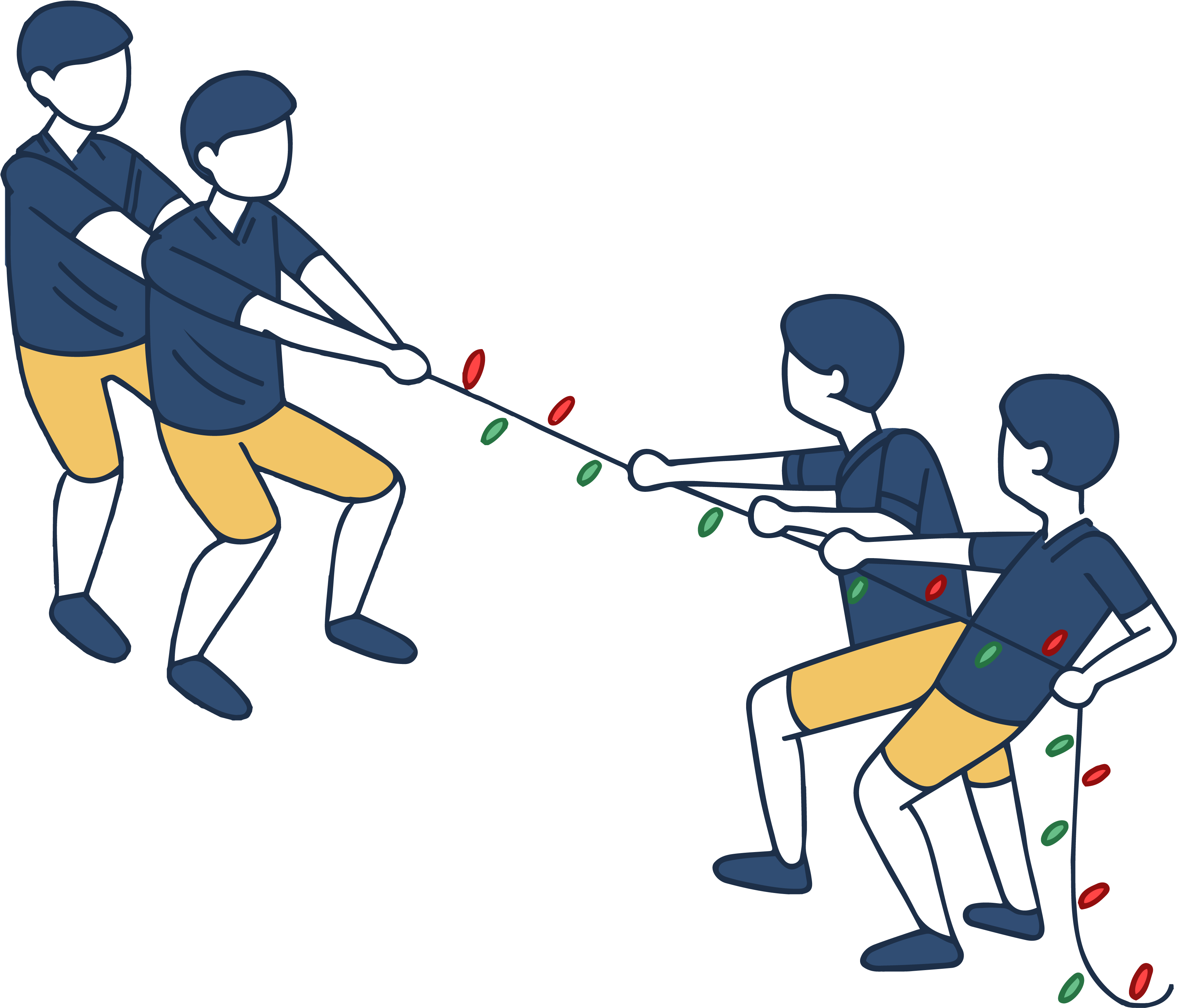Christmas Light Tug Of War - Cast A Fishing Line Clipart (3480x2980), Png Download