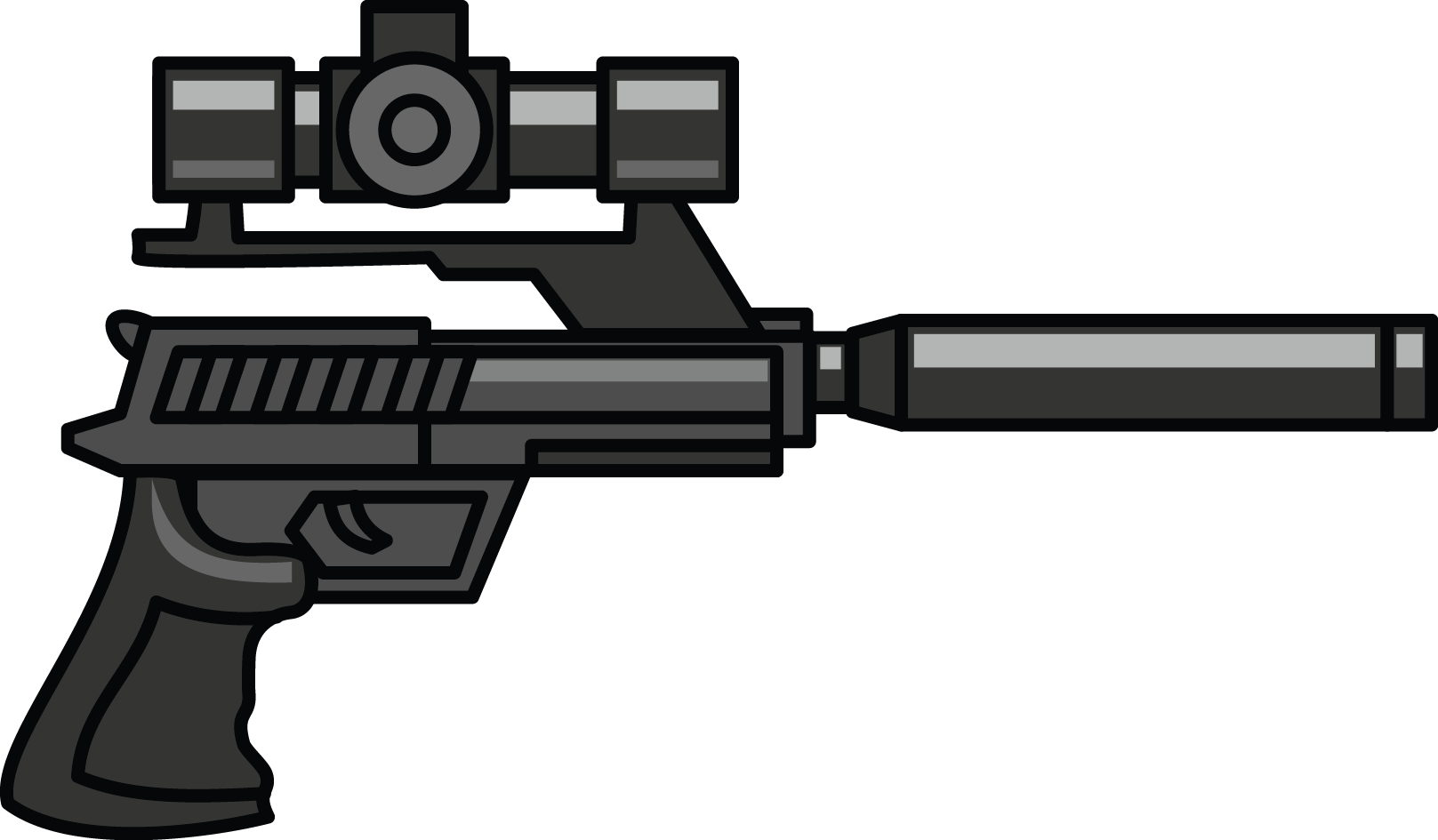Free - Pistol With Silencer And Scope Clipart (1617x945), Png Download