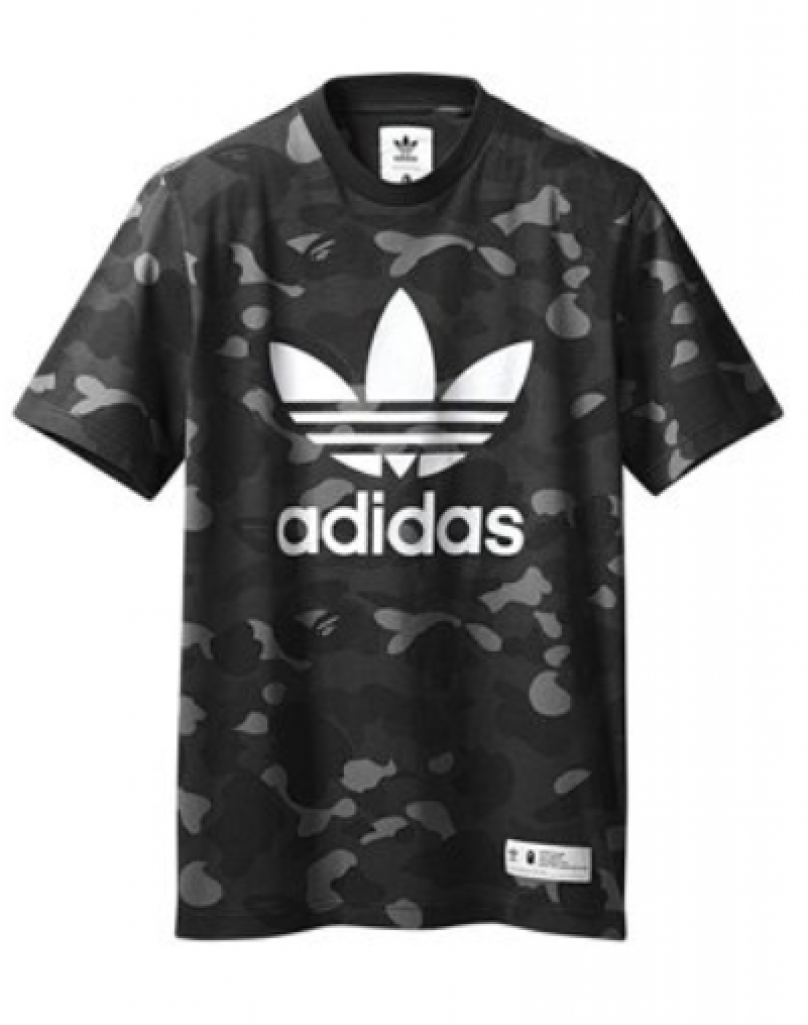 Adidas Bape Tee Black - Bape Adidas Shirt Clipart (1024x1024), Png Download