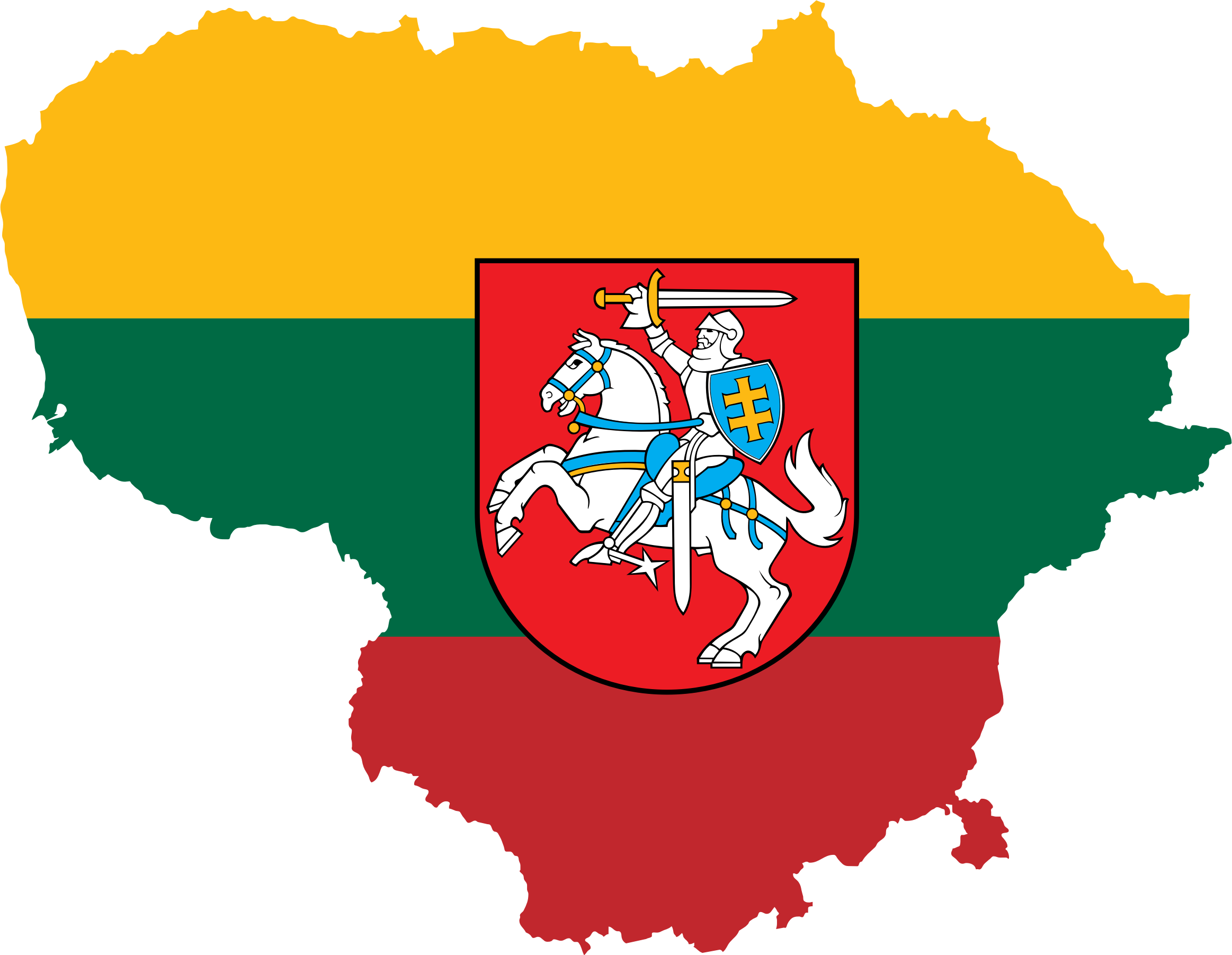Big Image - Flag Of Lithuania With Coat Of Arms Clipart (2326x1803), Png Download