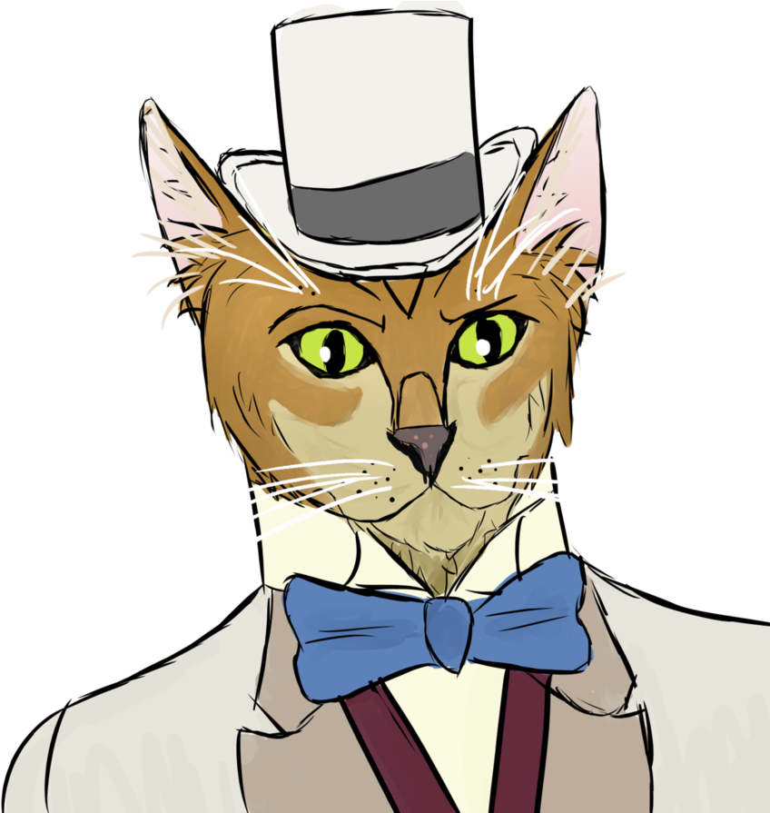Tie Clipart Cat In Hat - Cartoon - Png Download (894x894), Png Download