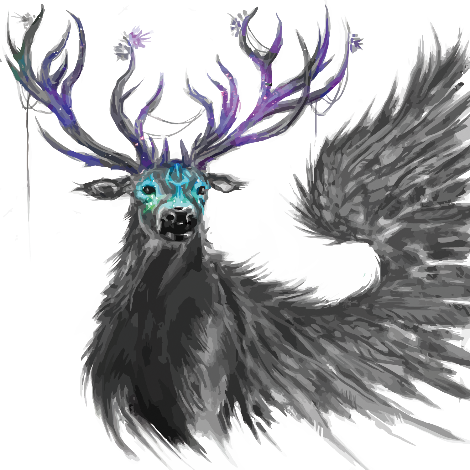 Drawn Reindeer Reindeer Antler - Ciervos Pintados Clipart (1500x1500), Png Download